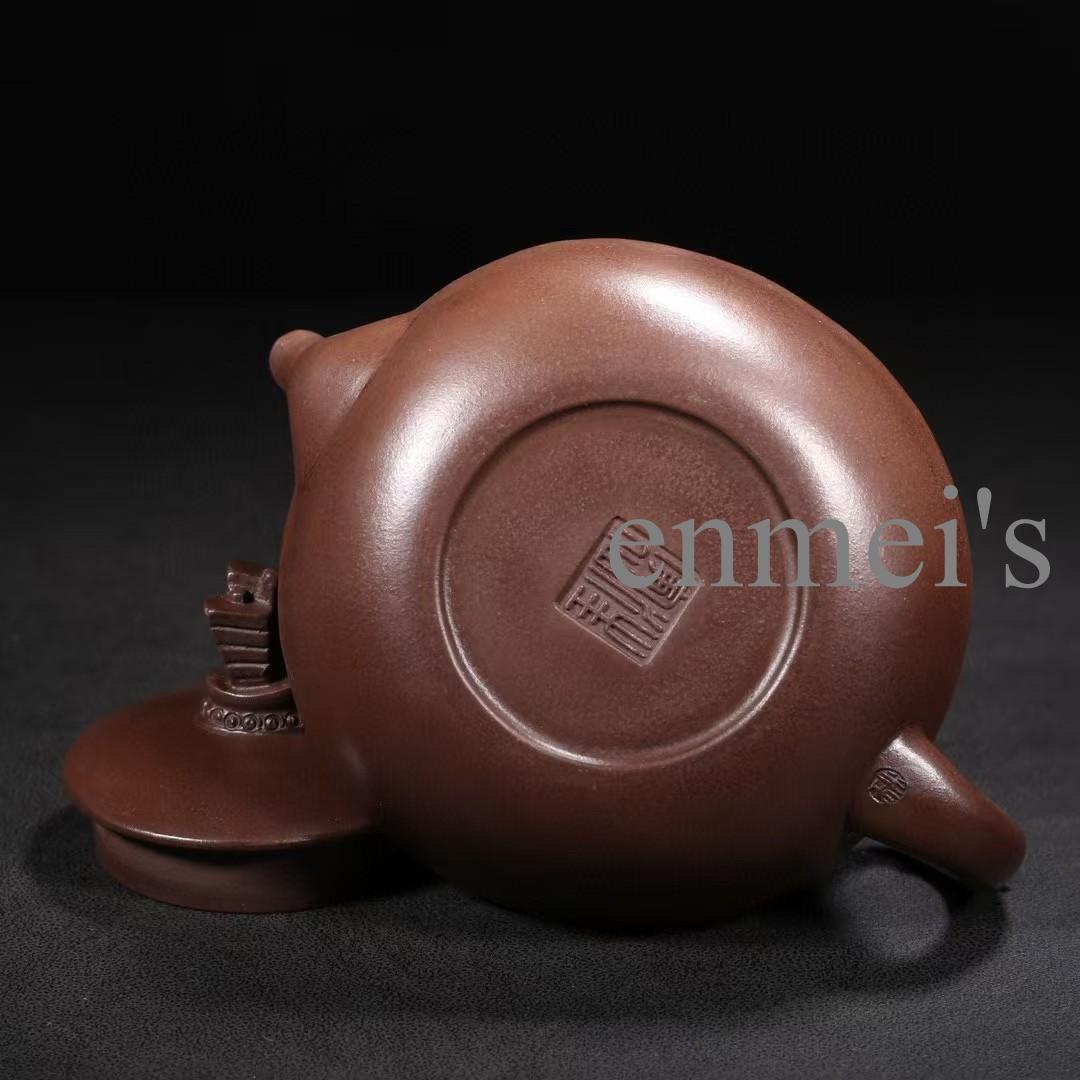 中国古美術・宜興原鉱紫泥・一帆风顺紫砂急須・ 底款:汪寅仙作・茶壺・