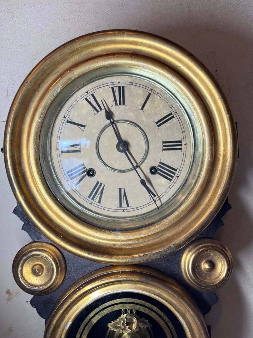 程度良！半打有！イングラハム 金ダルマ　柱時計　古時計　振り子　レトロ　精工舎