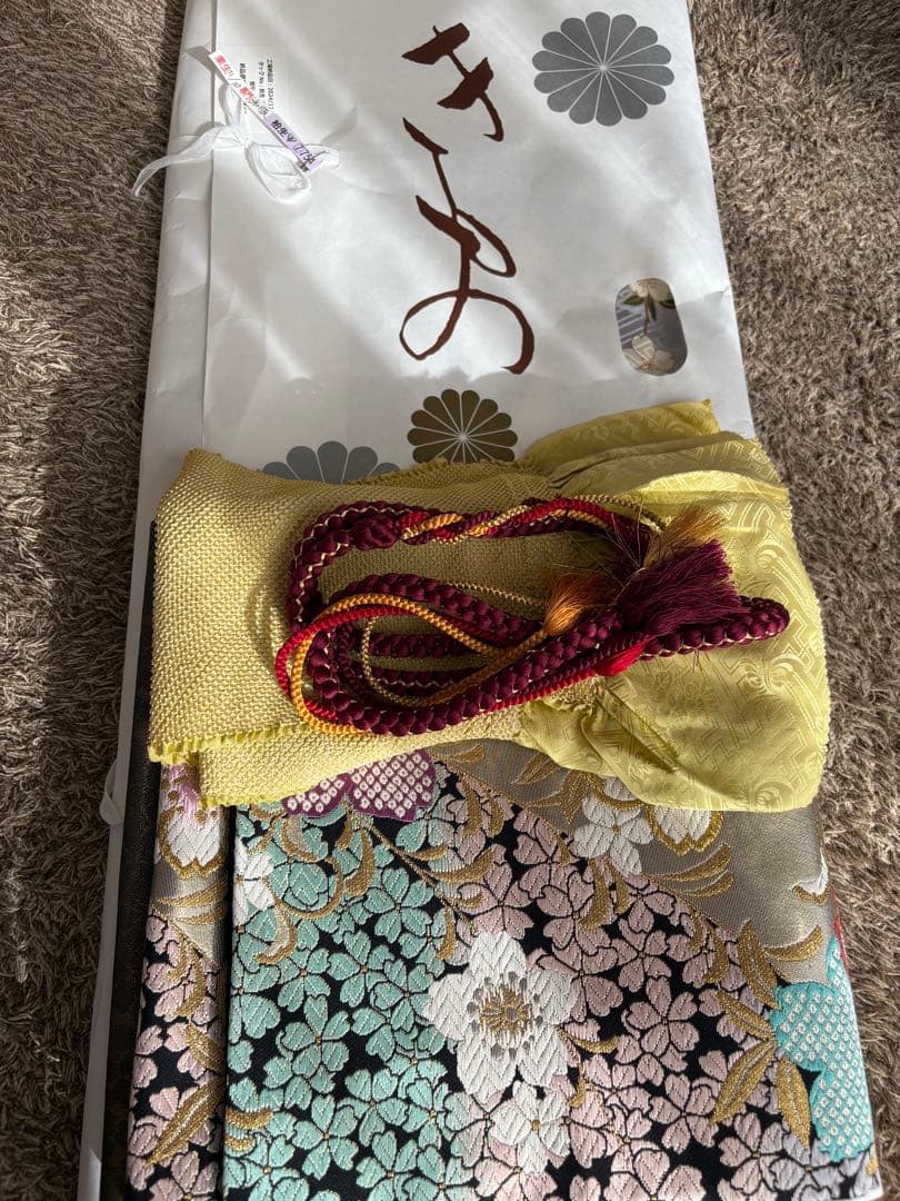 薄紫 水色 花柄 蝶模様 振袖 - メルカリ