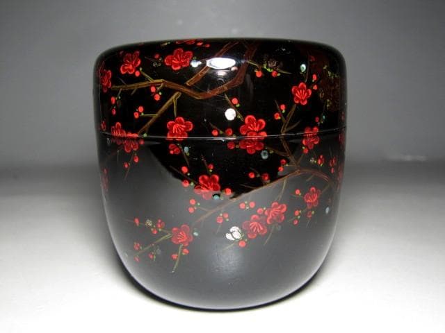 土日限定価格＞八雲塗 山根進 内銀桜絵大棗 表千家十三代即中斎花押