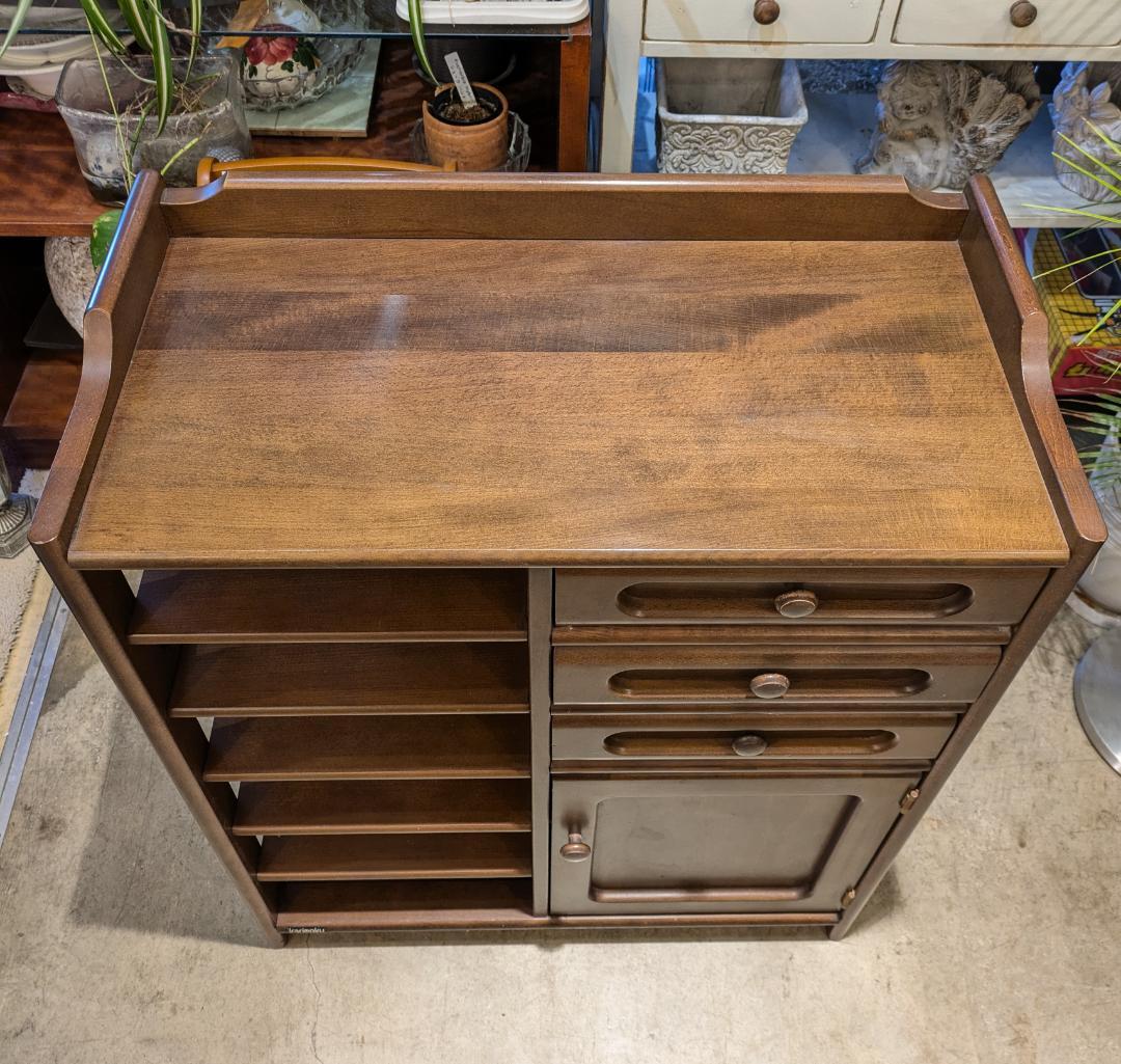 美品】カリモク ミニサイドボード 電話台 FAX台 木製 収納家具 サイド