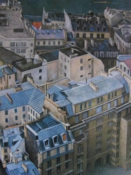 山本知克、河のある街、希少画集画、新品額装付、状態良好