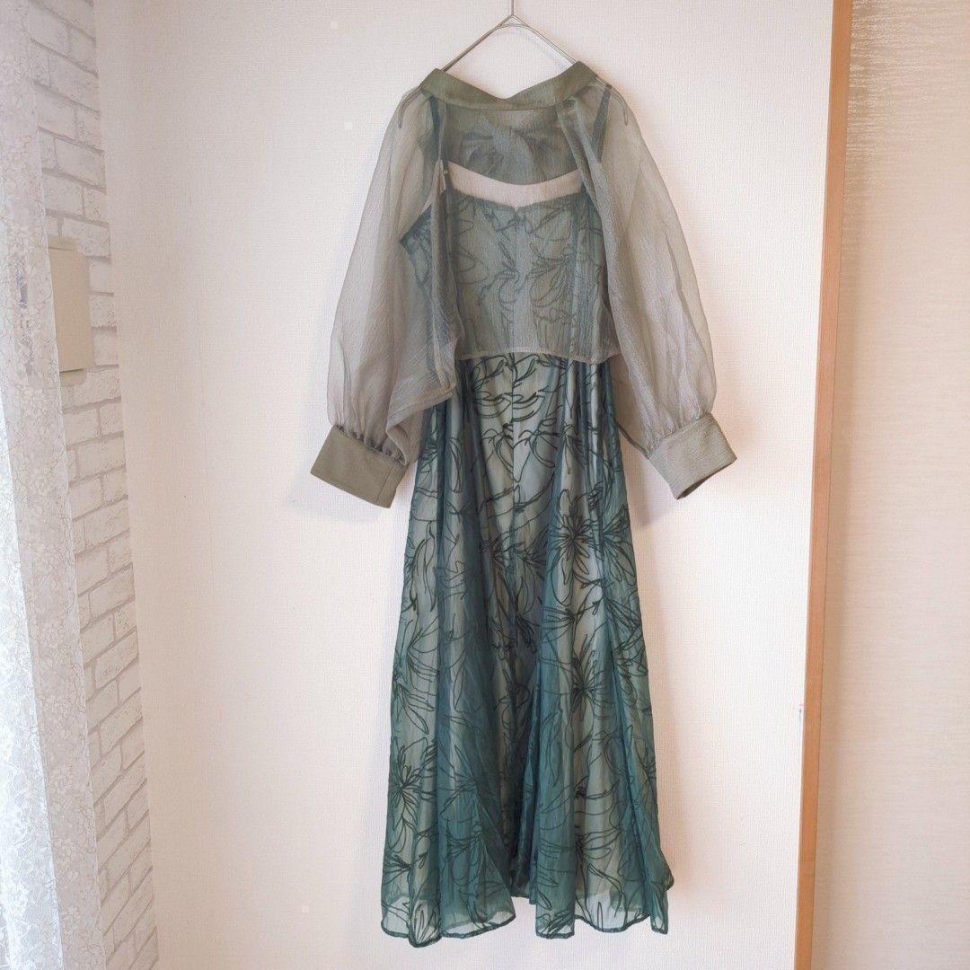 美品 カナ ボウタイ リボン ボレロ ワンピース L 結婚式 大きい ゆったり