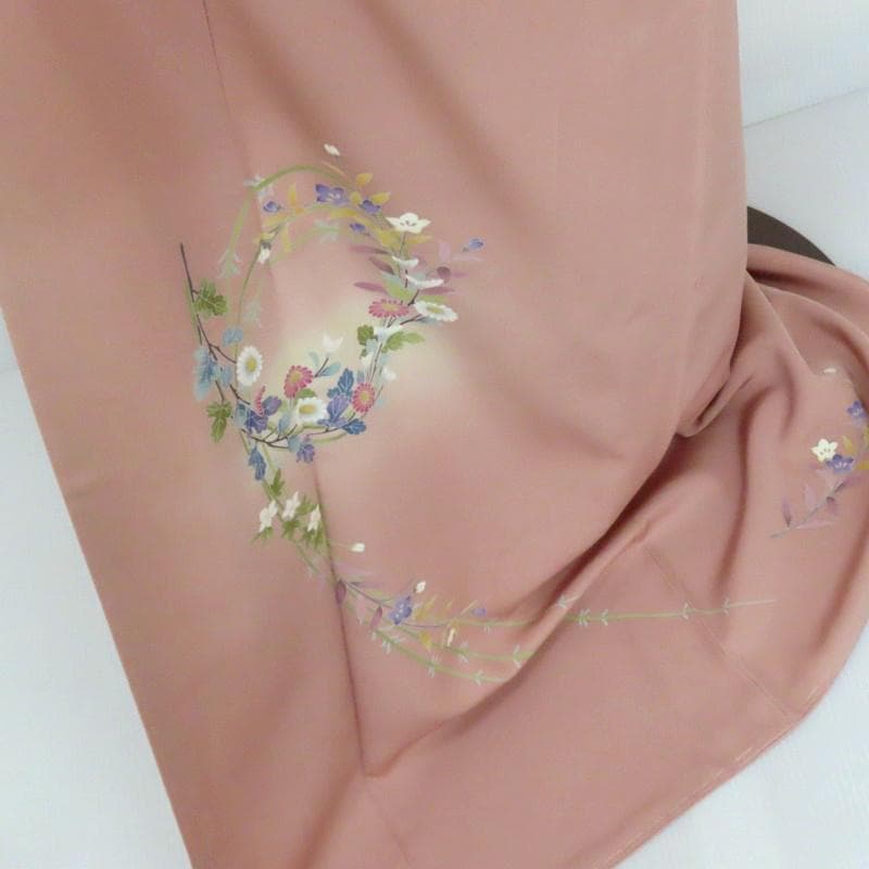 Club藤☆付け下 十日町友禅 花輪紋様 お茶席着物 フォーマル (3344