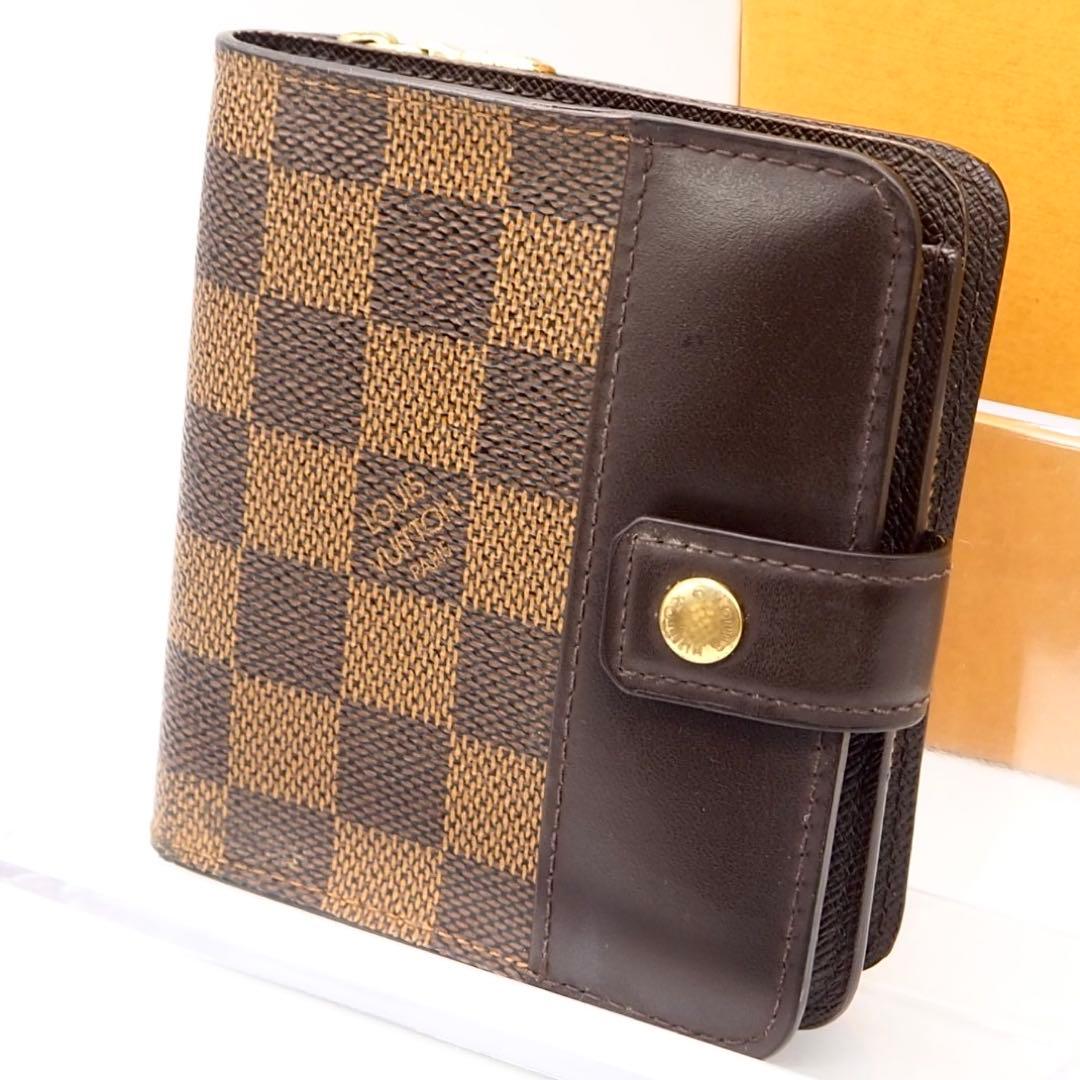 ルイヴィトン ダミエ エベヌ コンパクトジップ 二つ折り財布