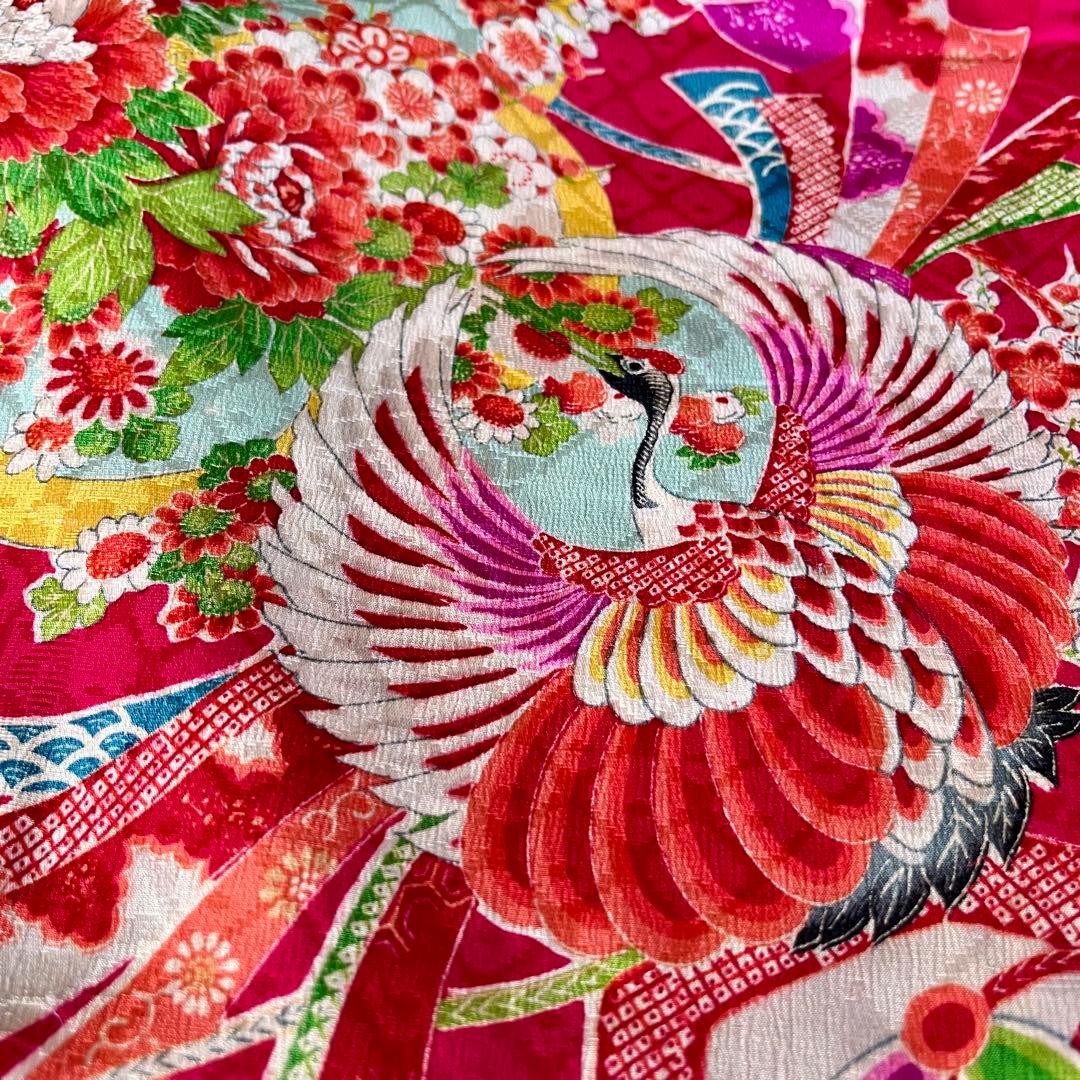 正絹 アンティーク着物 レトロ着物 ☆宝船 鶴丸 おめでたいがいっぱい 七五三