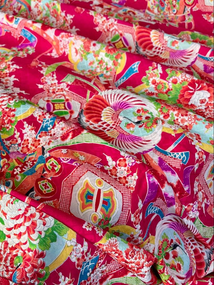 正絹 アンティーク着物 レトロ着物 ☆宝船 鶴丸 おめでたいがいっぱい 七五三