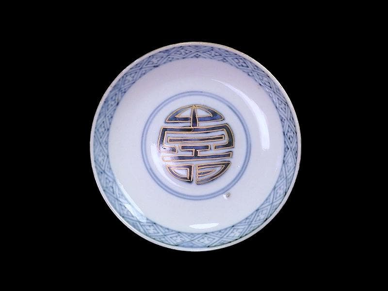 古伊万里 金襴手 鳳凰に赤玉唐草の図 大振蓋茶碗 AS-CXo