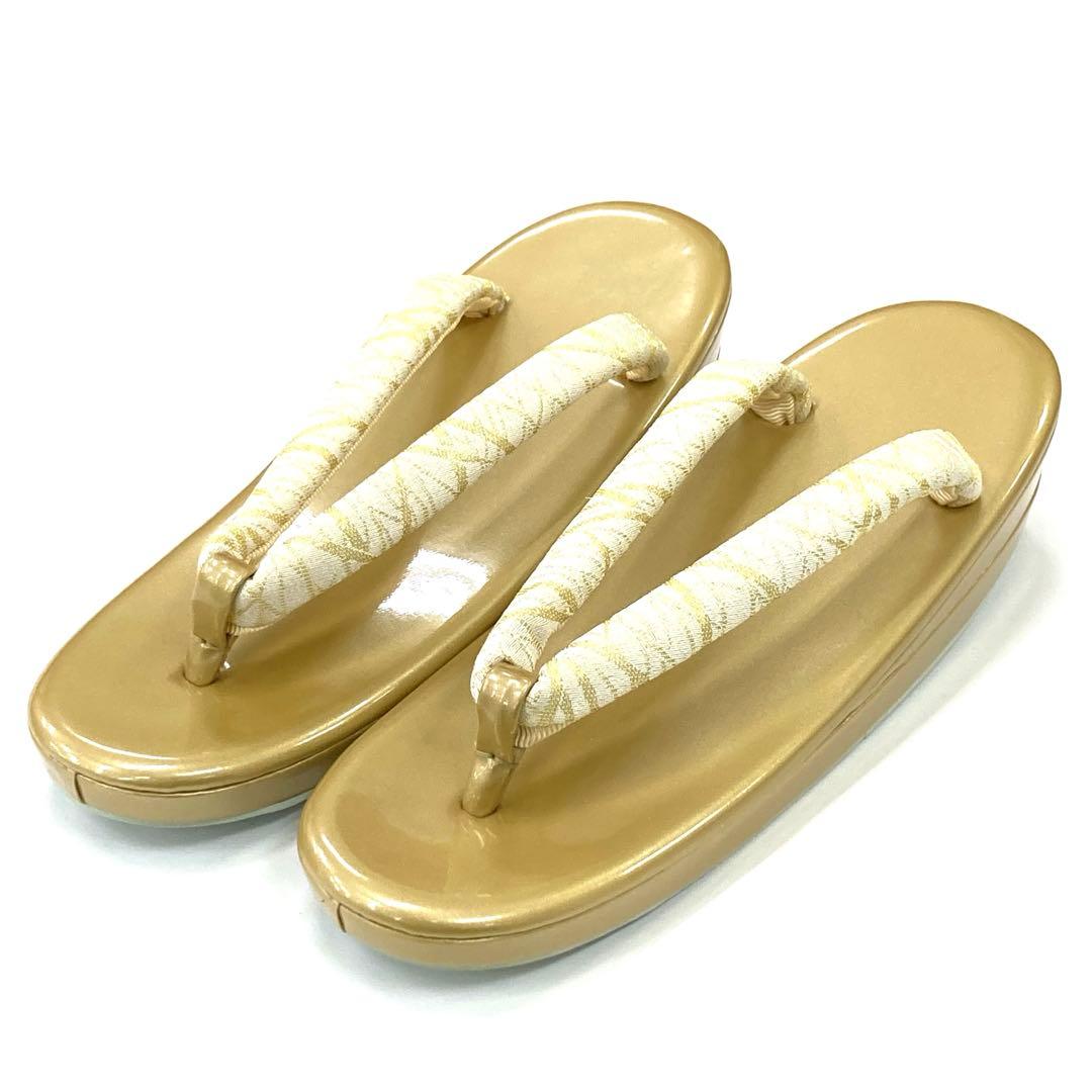 ☆新品未使用☆礼装用佐賀錦ゴールド系草履バッグセット　フリーサイズ