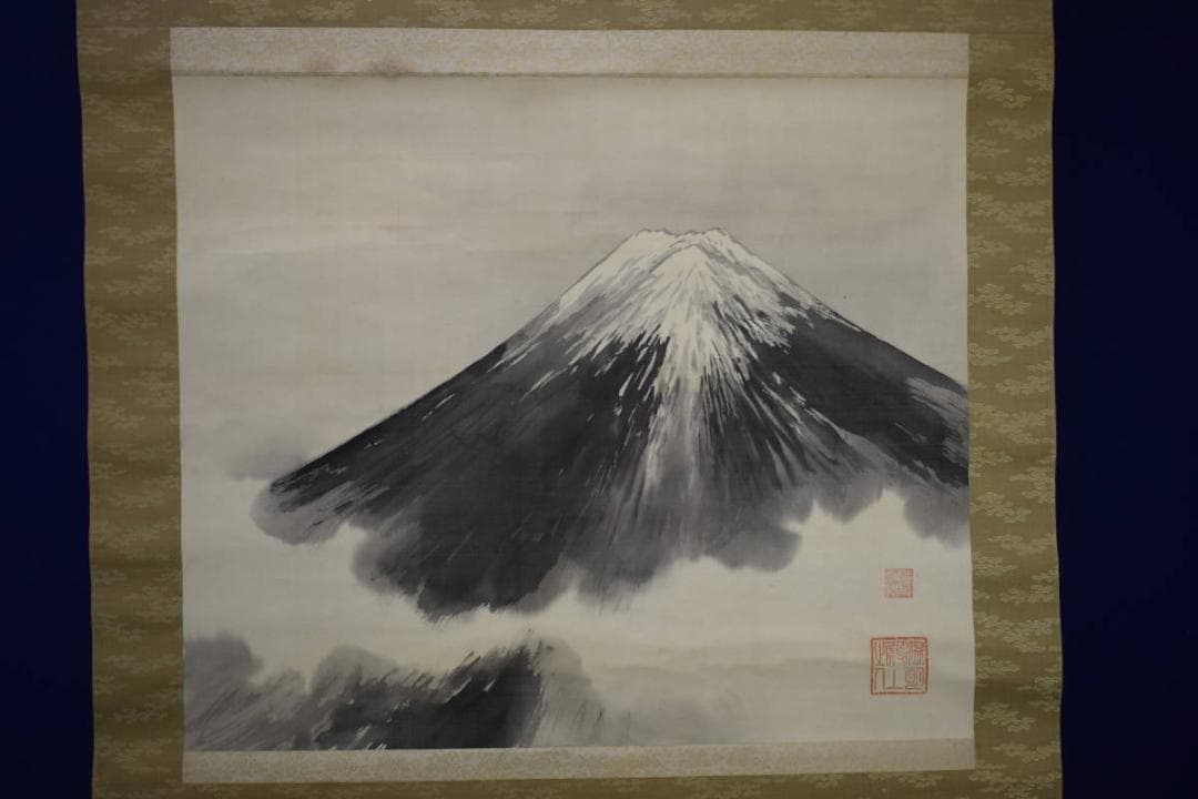 不詳/作者不詳/富士山図/市川寿海の桐極箱付/大幅/布袋屋掛軸