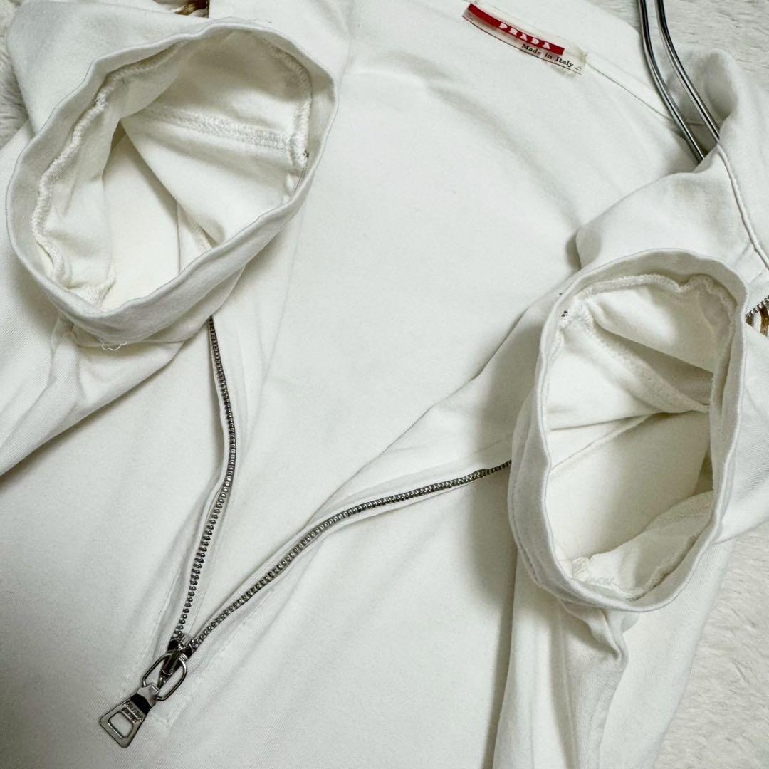 PRADA プラスポ 半袖 ポロシャツ ハーフジップ ゴールドライン ストレッチ