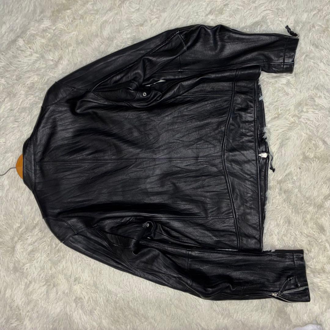 完売品✨オールドユニクロ レザー シングルライダース シワ加工 大きい