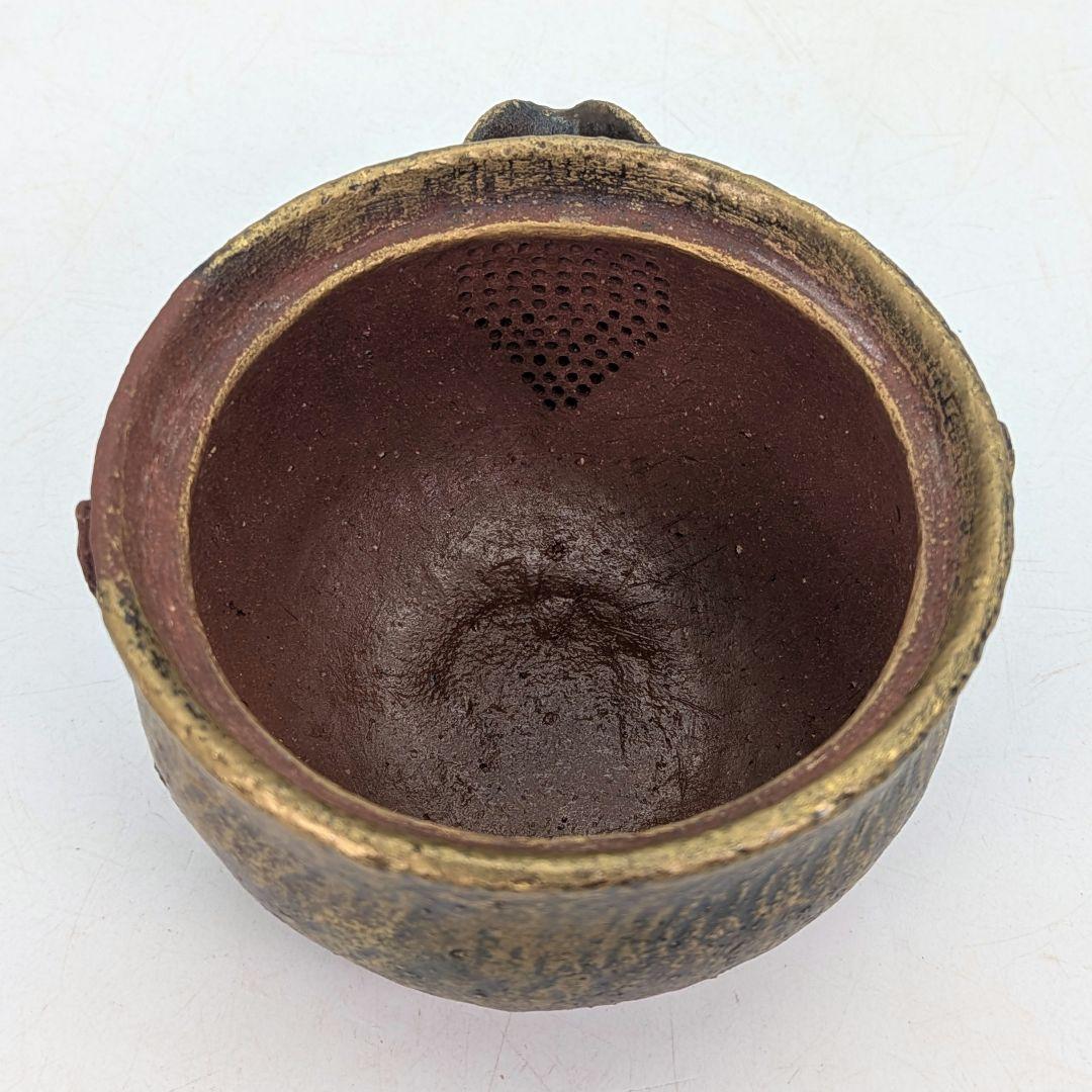 鈴木篤夫 備前焼 金彩備前宝瓶 四方桟共箱共布栞 手造り宝瓶