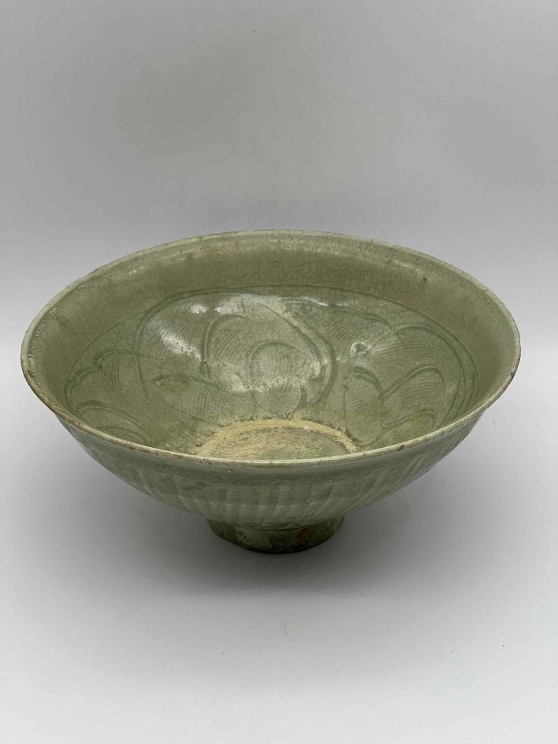 宋時代　青磁　耀州窯刻花碗　鉢　茶碗　唐物　古賞物　時代物(C-77) 宋時代 青磁 耀州窯刻花碗 鉢 茶碗 唐物 古賞物 時代物(