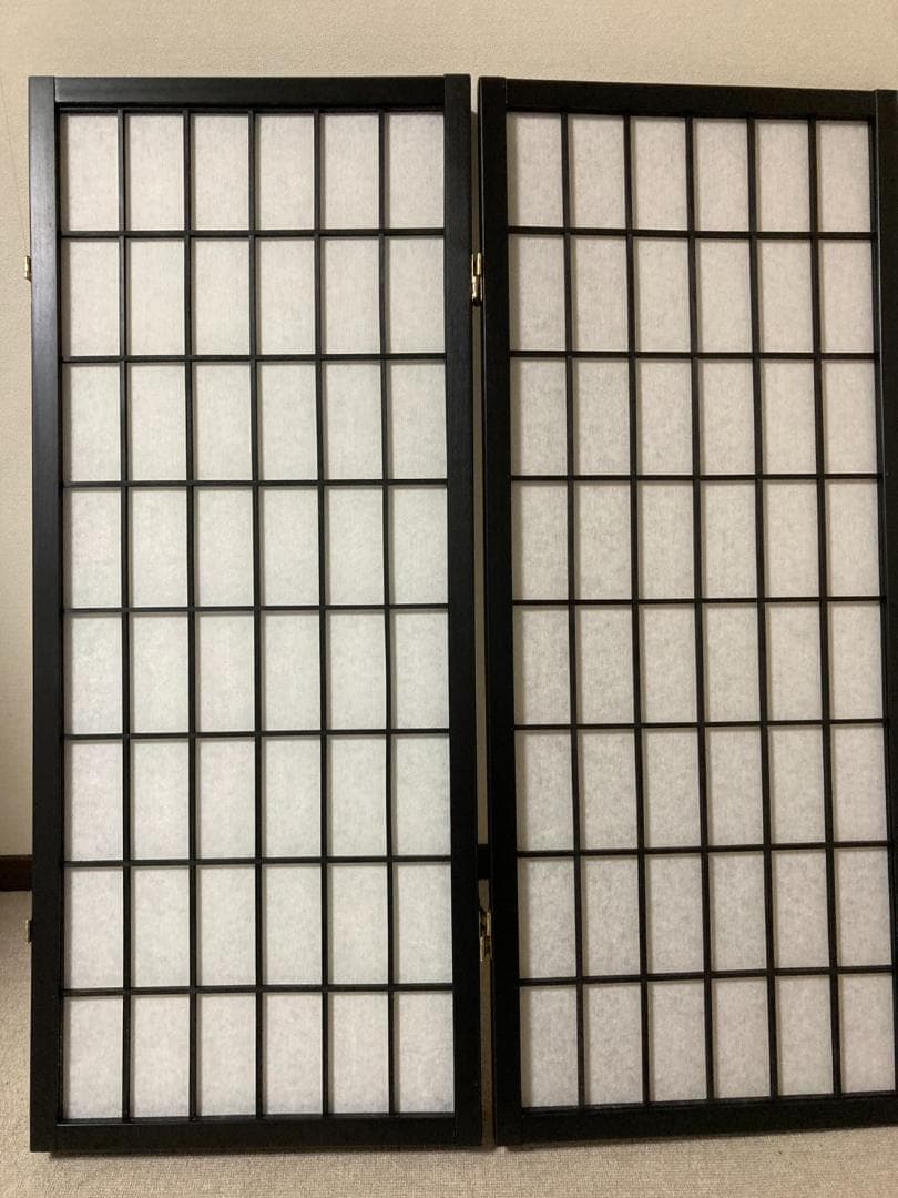 USED】和風 パーテーション 木製 4連 障子風 和風衝立