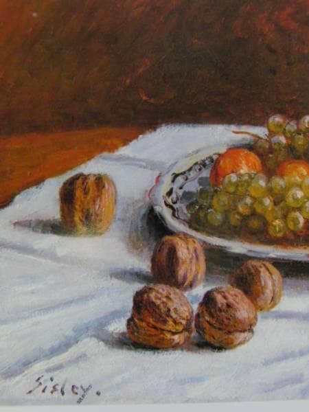 アルフレッド・シスレー、ぶどうとクルミ、希少な額装用画集より、新品高級額装付