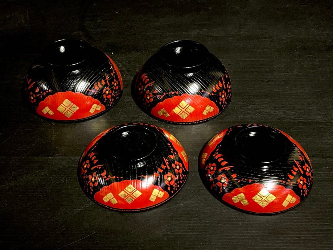 割引‼️【美品】「輪島塗」 輪島塗 四つ椀 煮物椀 揃い 2組 共箱 (26E)