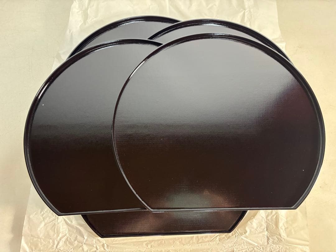 京都アソベ　溜め塗り 布目 半月膳 五客 懐石膳