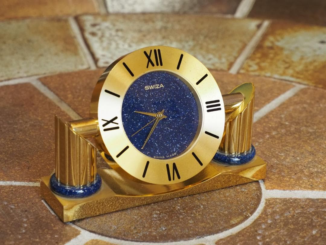 可動確認済み】SWIZA 8 置き時計アラーム付きゴールドアンティーク