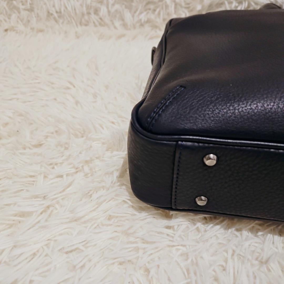 極美品 ランバン ビジネスバッグ A4可 オールレザー ネイビー PC収納 紺