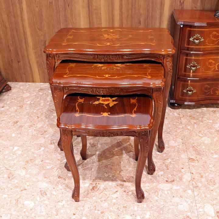 象嵌｜猫脚｜ネストテーブル3点セット