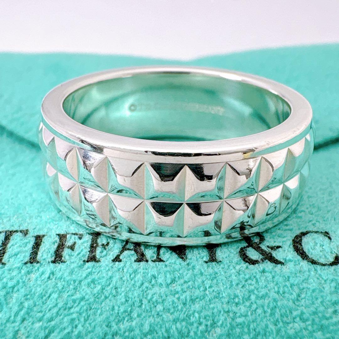 極美品 ティファニー スタッズ ピラミッド ドイツ製 リング 20号 シルバー
