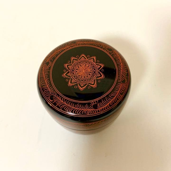 茶道具 キンマ中棗 棗 蒟醤 朱きんま 中棗 漆 築良 キンマ彫