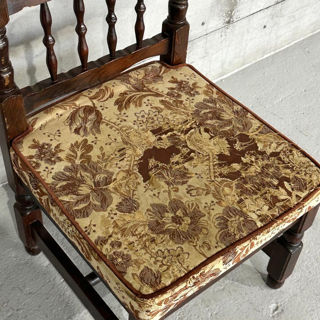 ✦80s✦昭和レトロ ゴブラン織 ヴィンテージ スピンドルチェア 木製 古