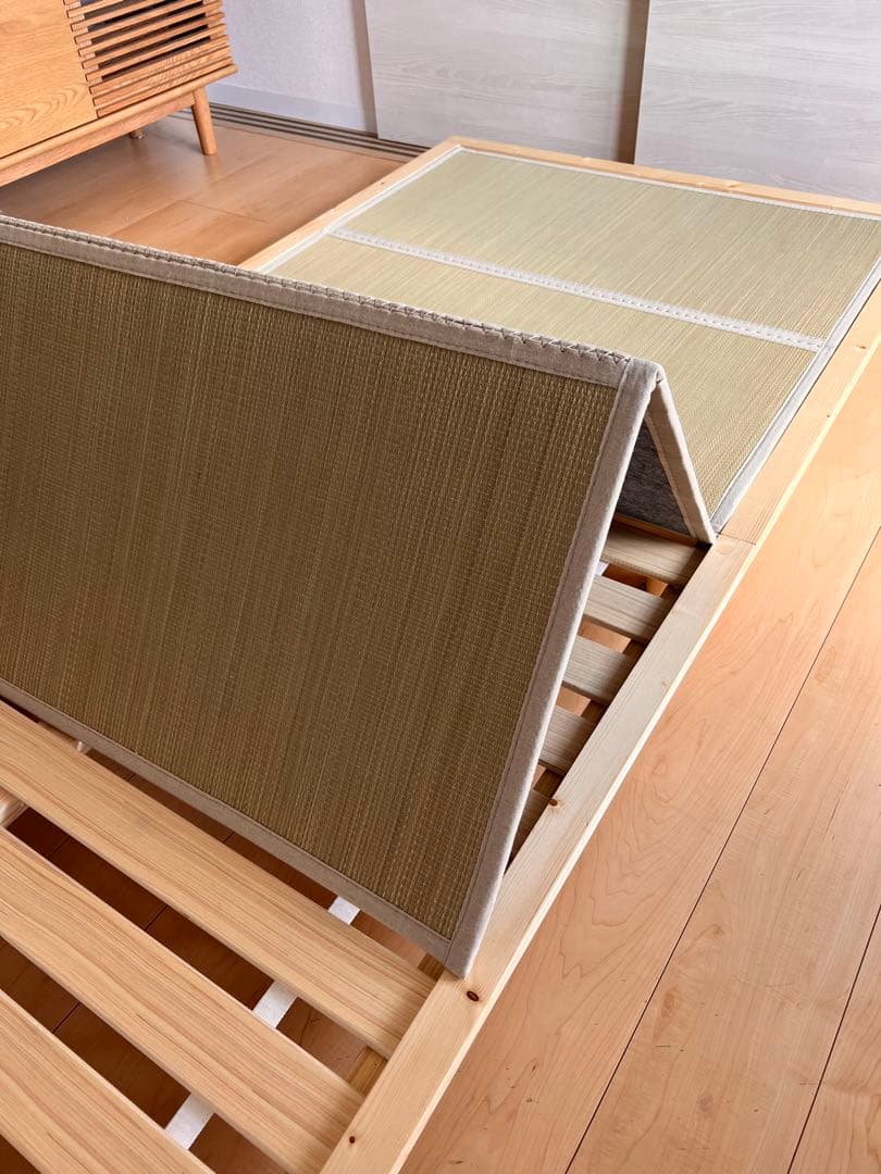 い草畳ベッド3段階高さ調整 単身サイズ ナチュラル 生成り(目積織) No.2
