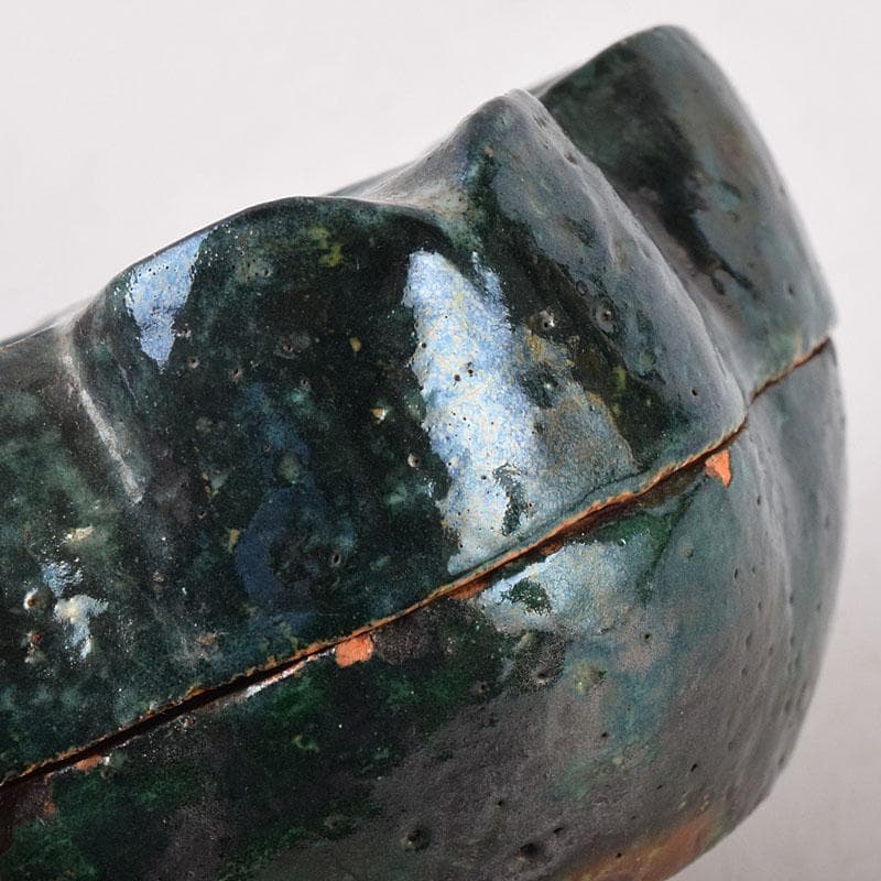 茶道具 色絵 桔梗形 香合 在銘 花押付時代箱 C R9022