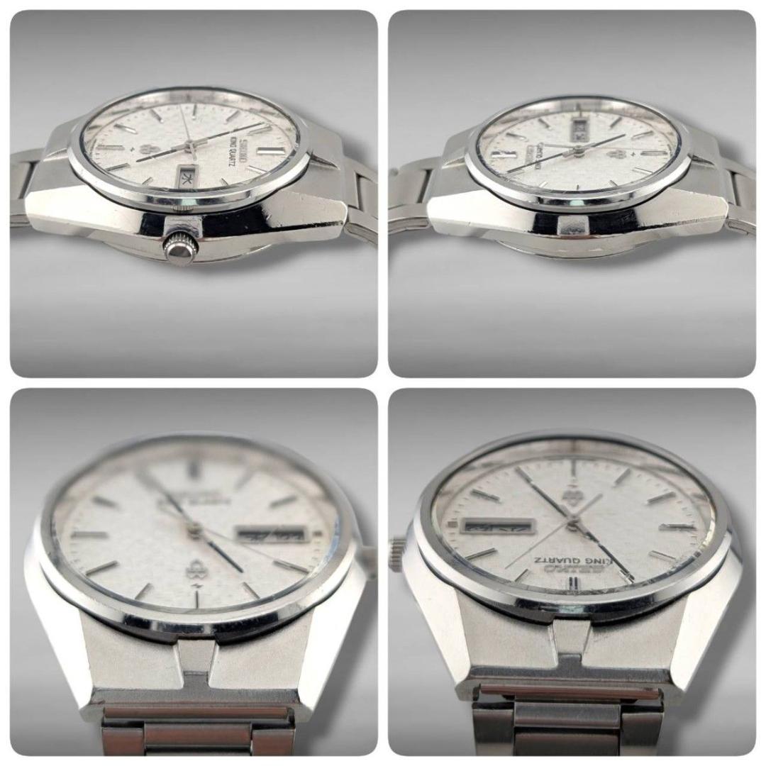 【新品電池・稼働】セイコー キングクオーツ ギョーシェ 網目文字盤 デイデイト