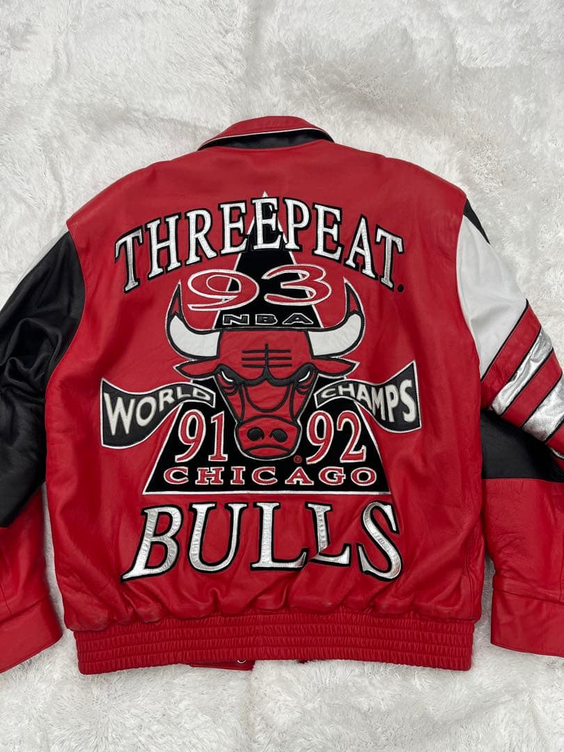 美品】ジェフハミルトン シカゴ・ブルズ レザージャケット スリーピート