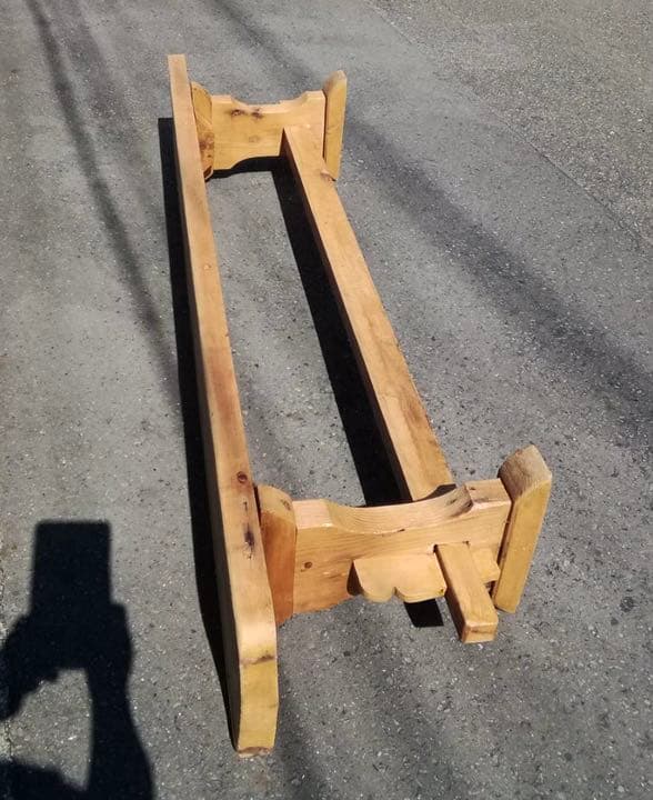 引き取り限定】木製ベンチ 長椅子 くさび 椅子・チェア