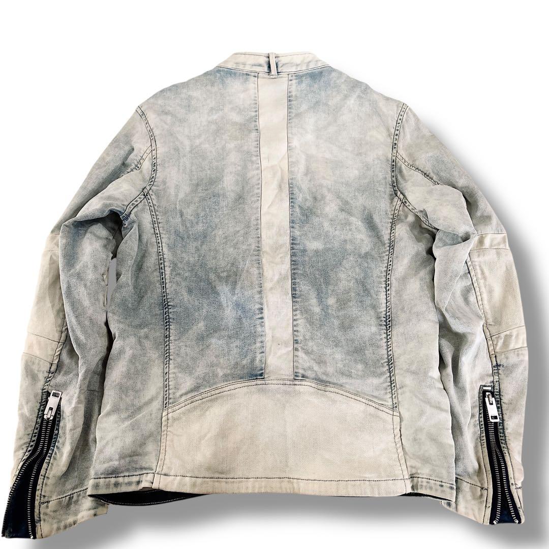 DIESEL デニムジャケット シングル ライダース ストレッチ ダメージ加工