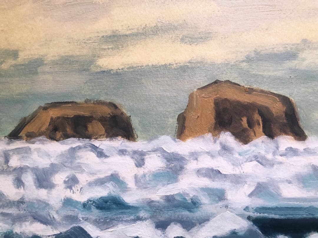 真作保証 坂本直行 流氷（北海道知床斜里町）油彩 六花亭 絵画