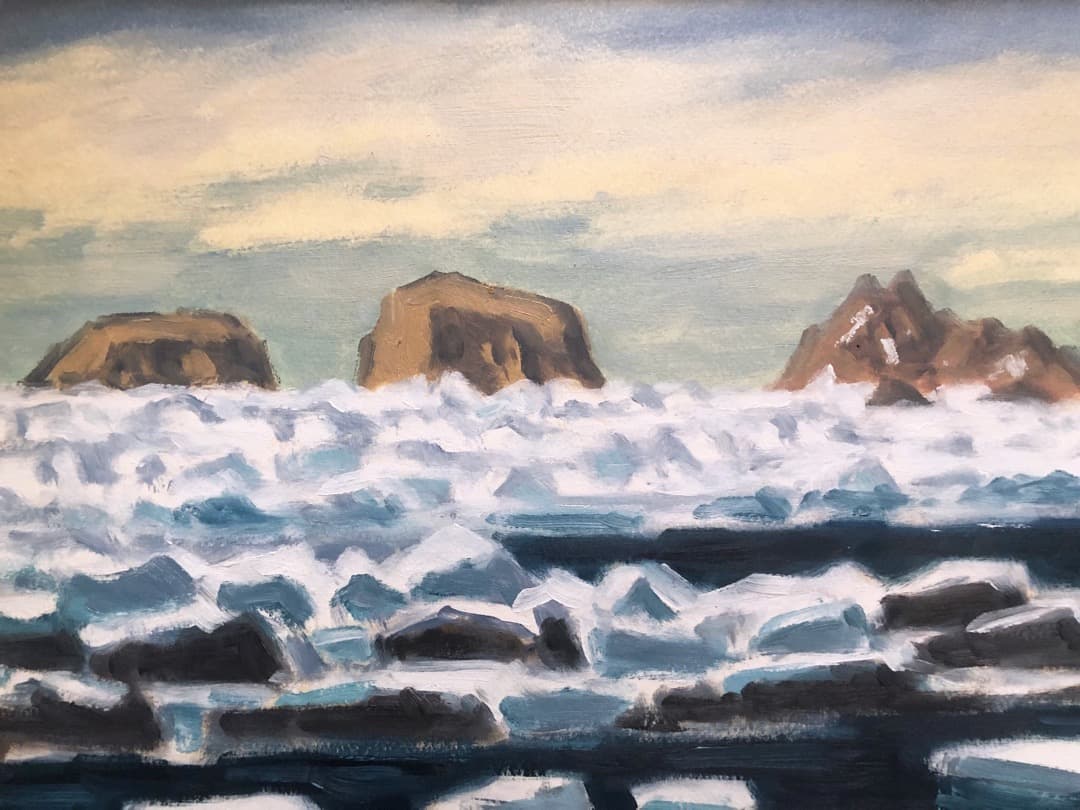 真作保証 坂本直行 流氷（北海道知床斜里町）油彩 六花亭 - WWW.TOIDI.NET