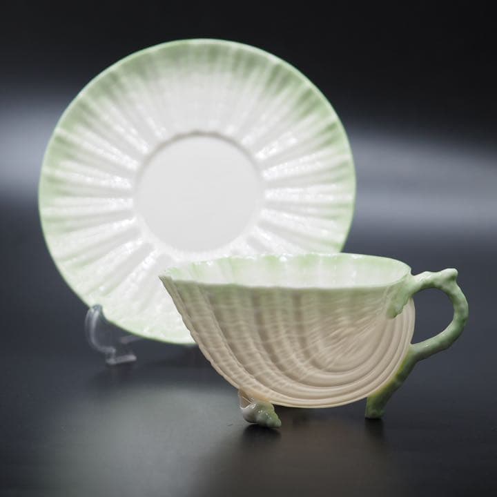 BELLEEK ベリーク ネプチューン グリーン 貝殻 カップ＆ソーサー