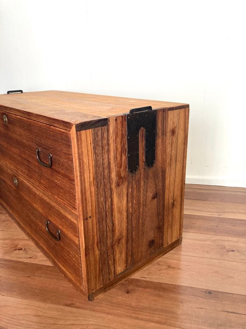 メンテ済】アンティークの収納棚 ローボード テレビ台 総桐 引出し2杯