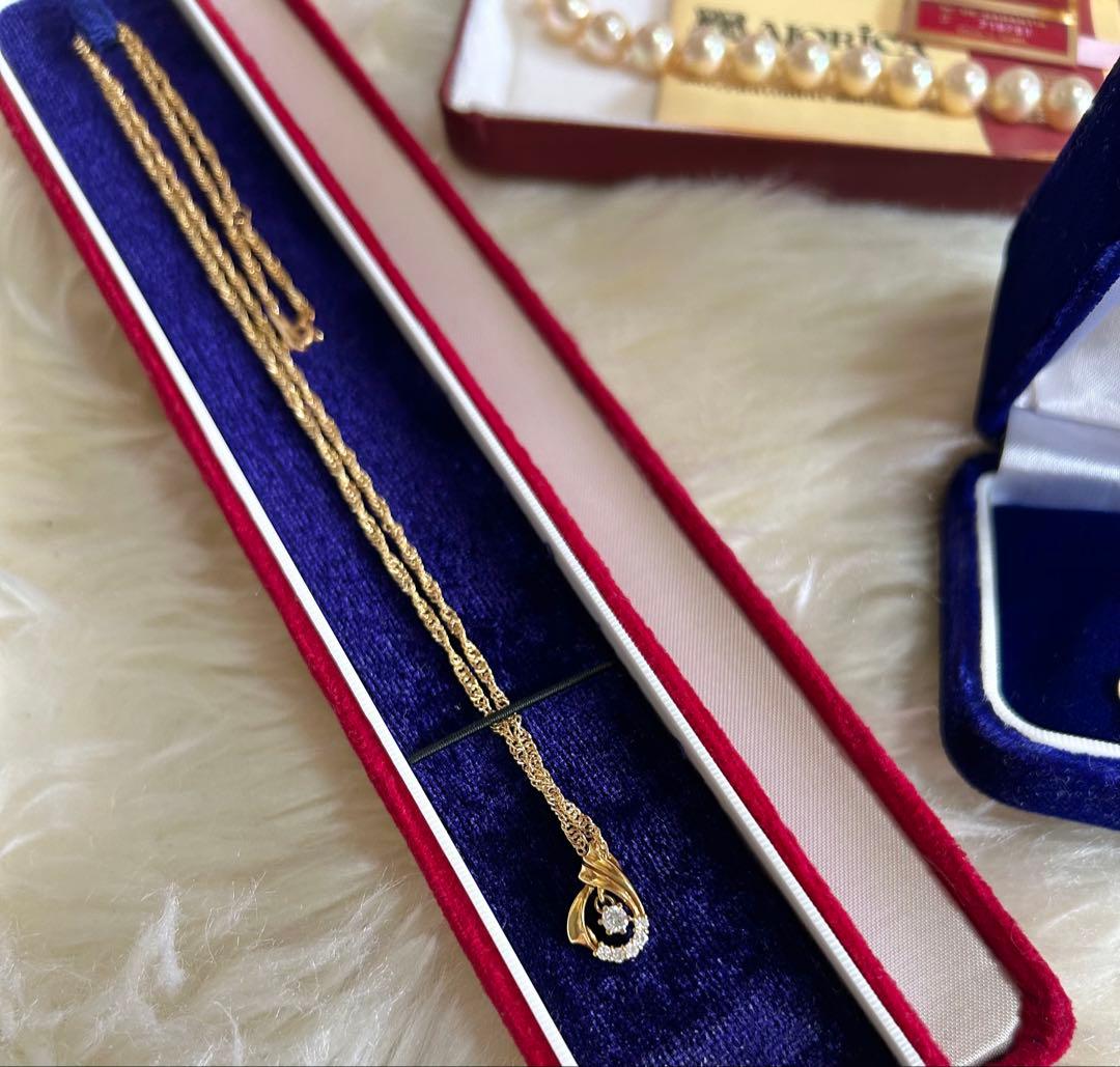 ひろ K18 18金 ダイヤ ネックレス プラチナ Pt 本真珠指輪