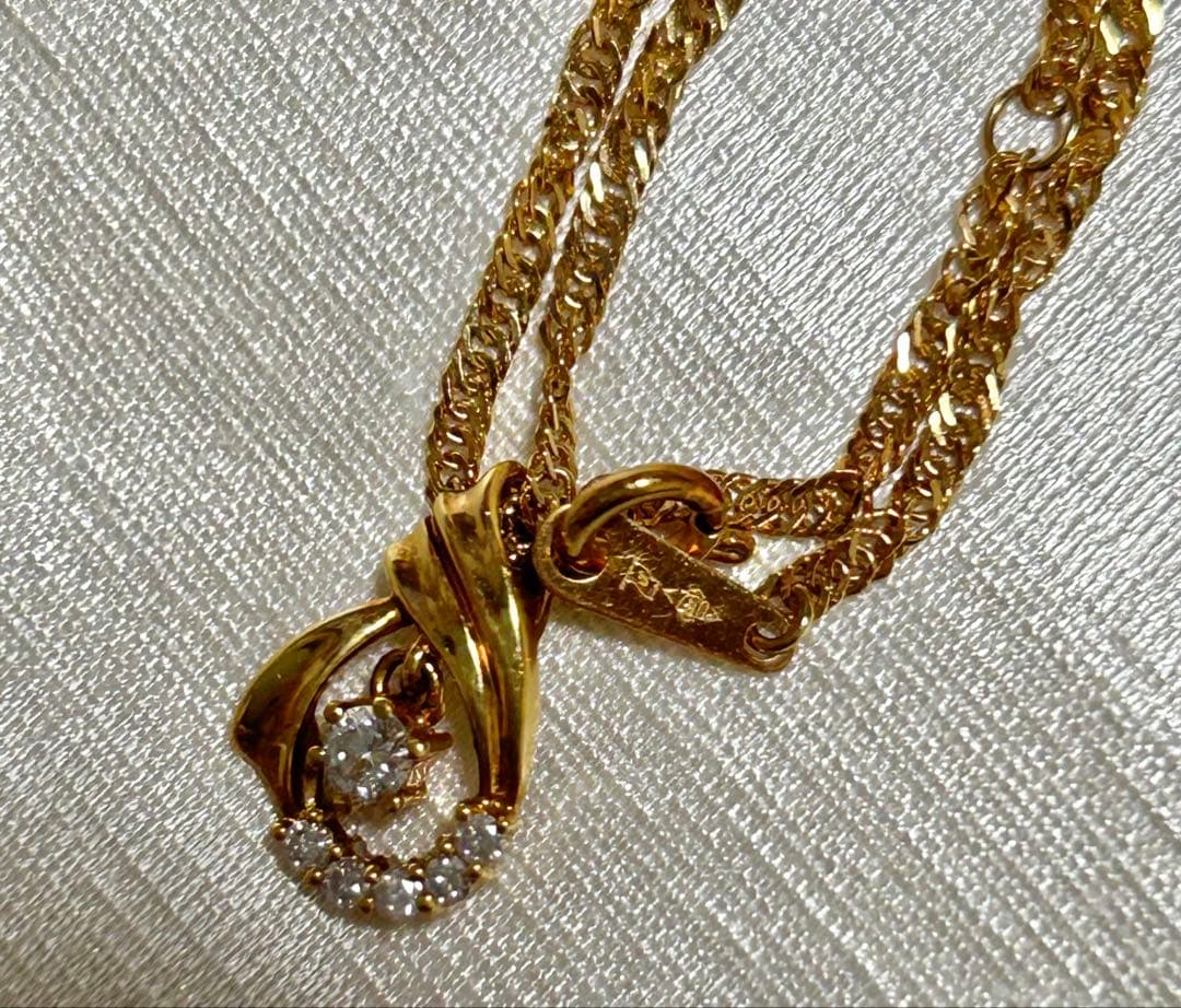 ひろ K18 18金 ダイヤ ネックレス プラチナ Pt 本真珠指輪