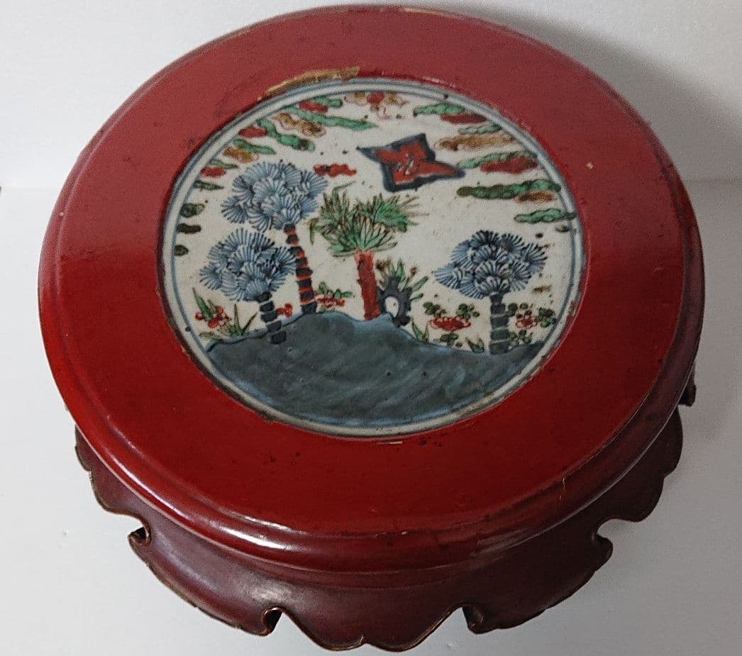 唐物花台 天啓赤絵 中国漆器 五彩蟇仙人文皿（天啓赤絵） 文化遺産オンライン