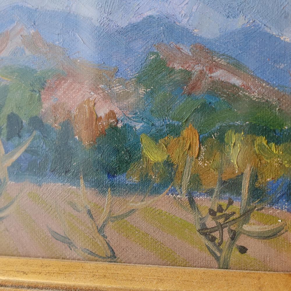 栄一画「 武甲山 」絵画 油彩 額装 P1号 額縦30㎝横37㎝