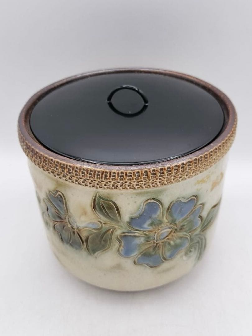 c097 水指 西ドイツ ファットラバ陶器 Birog 替蓋付 茶道具 古物