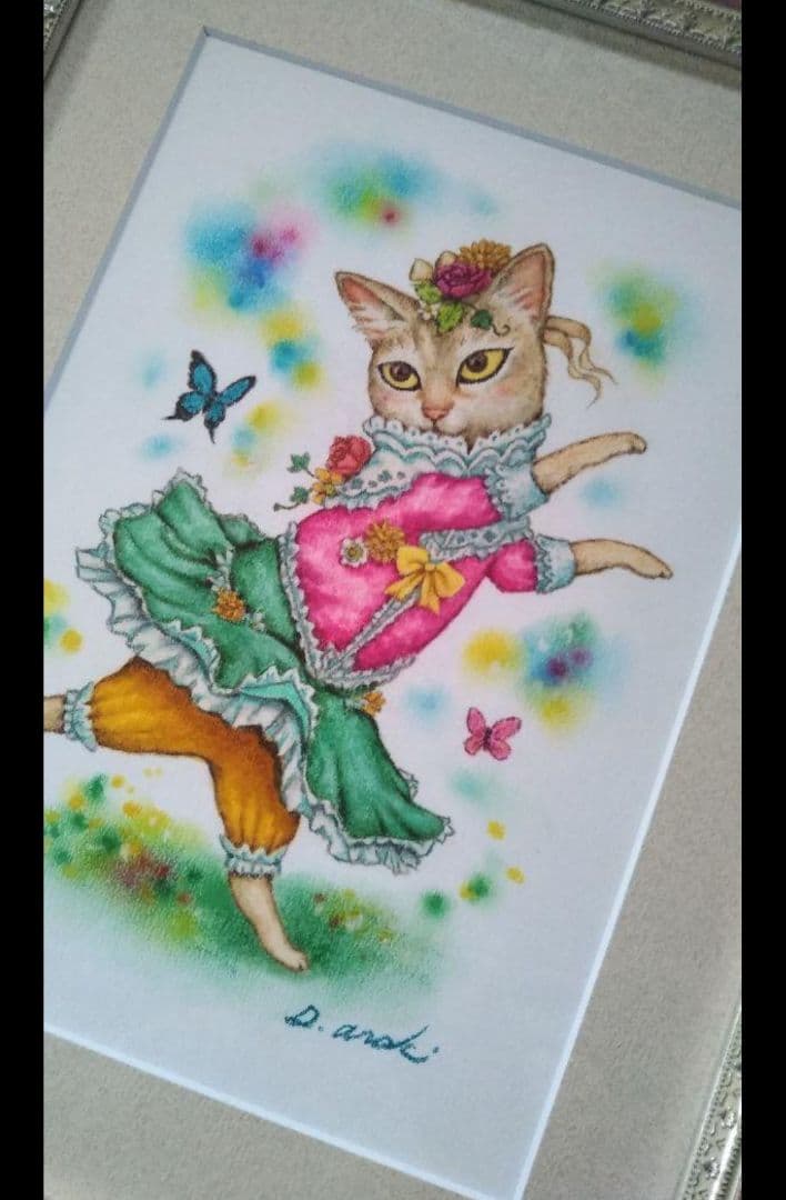 【原画】『シンディー』（猫　シンガプーラ　絵画　パステル画）