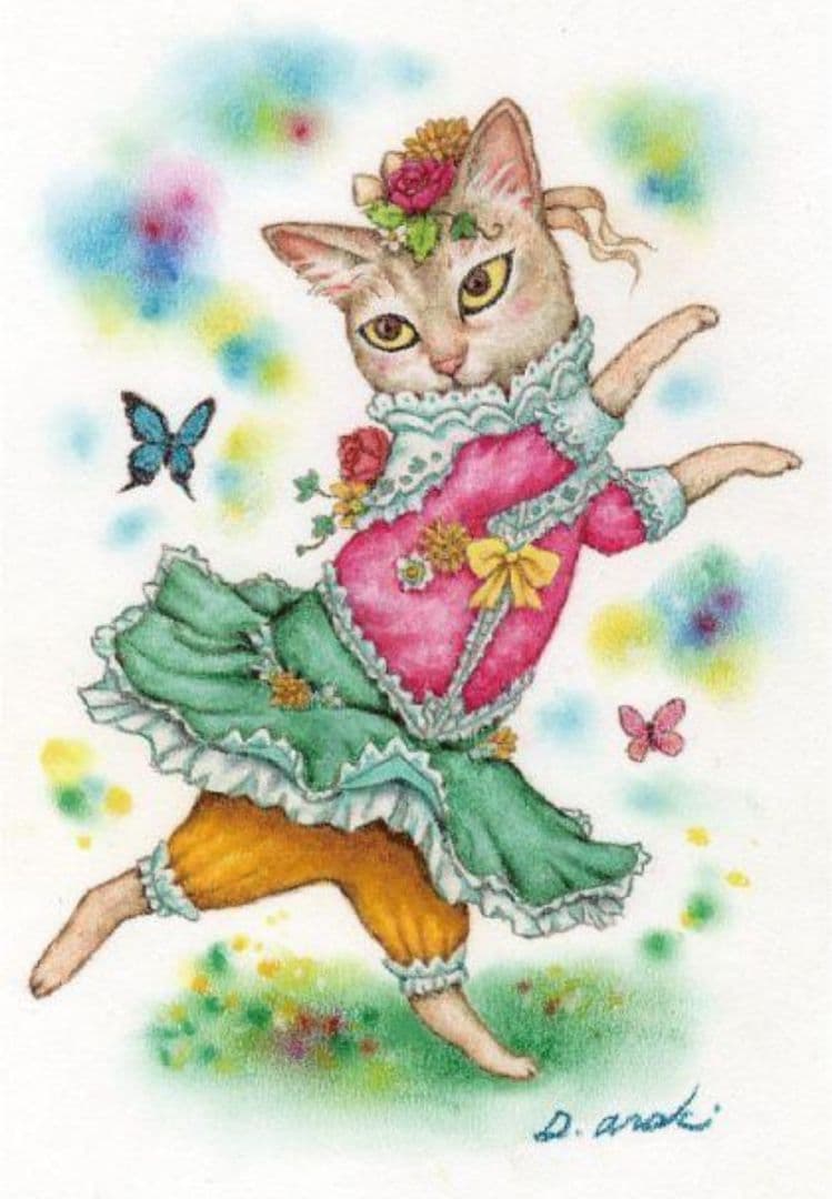 【原画】『シンディー』（猫　シンガプーラ　絵画　パステル画）