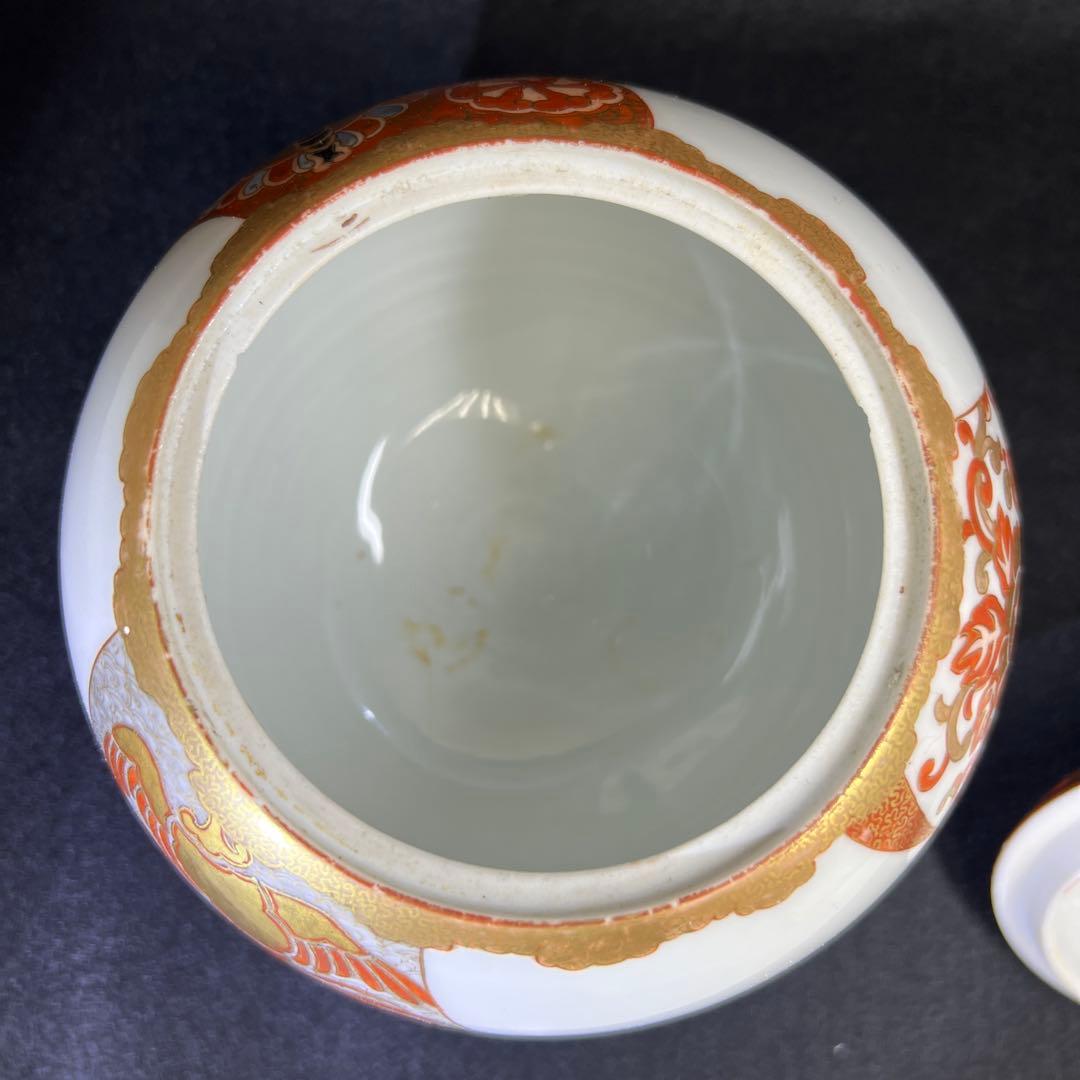 明治時代 九谷焼 金蘭手獅子香炉 木箱付 高約20㎝東Y7-