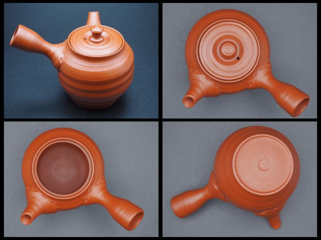 茶道具 初代三浦竹泉 朱泥横手急須