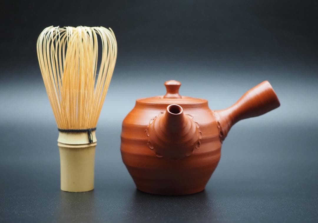 茶道具 初代三浦竹泉 朱泥横手急須