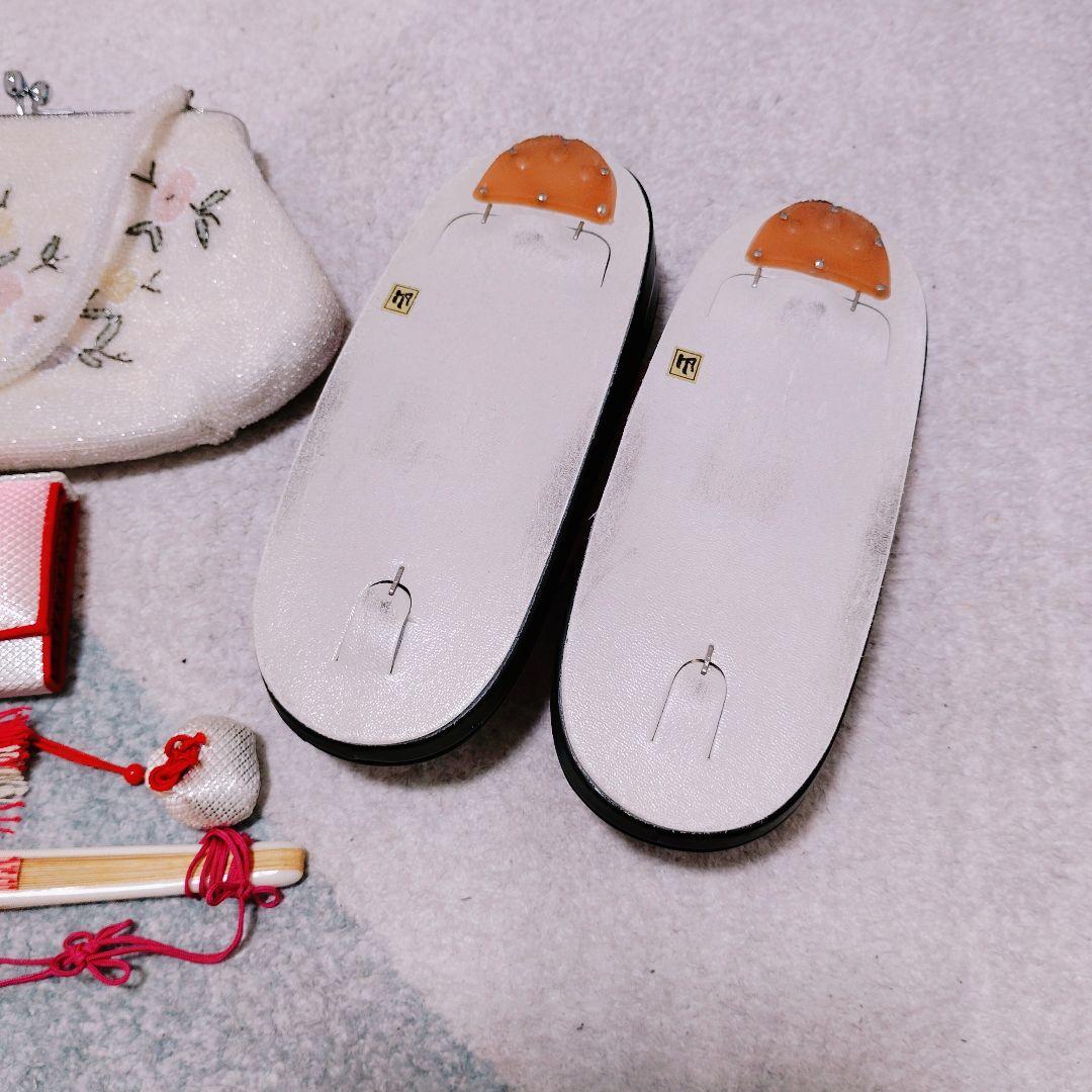 七五三 7歳 着物 帯 ビーズバッグ 草履 小物 セット 黒 ピンク