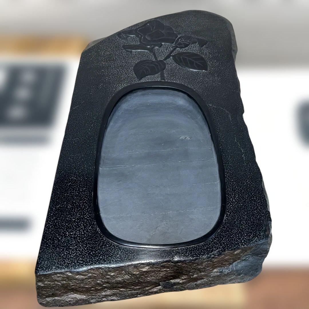 ⭕️雄勝硯 希少 超大型天然硯 伝統工芸士 杉山唐龍斎 椿花葉